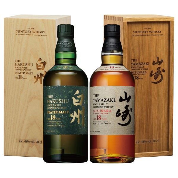 Yamazaki 18年 + 白州 Hakushu 18年 單一麥芽 威士忌 套組